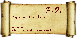 Popics Olivér névjegykártya