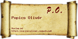 Popics Olivér névjegykártya